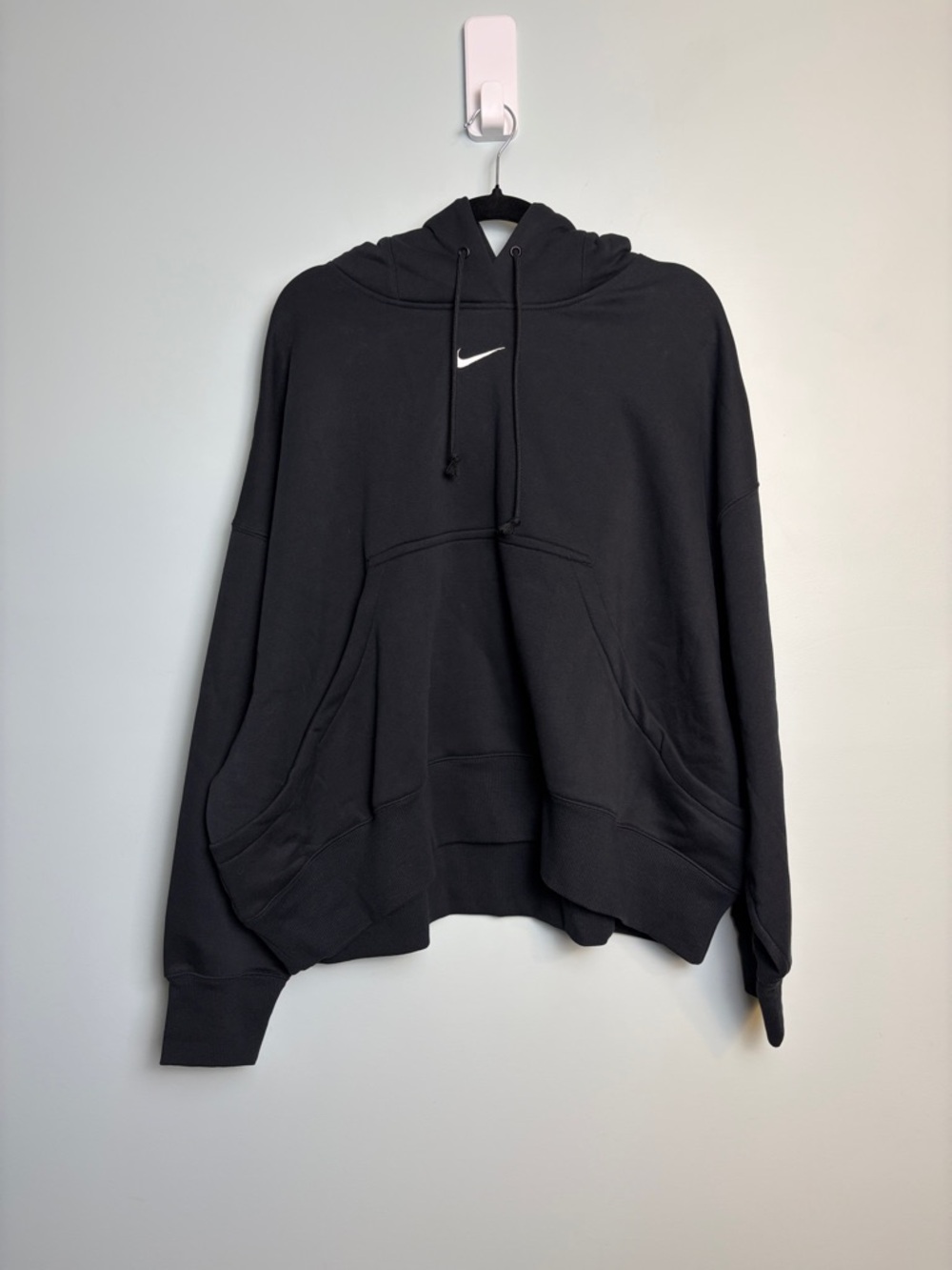 Nike Hoodie Phoenix Fleece Cropped Women’s Size Large Black Oversized Sweatshirt